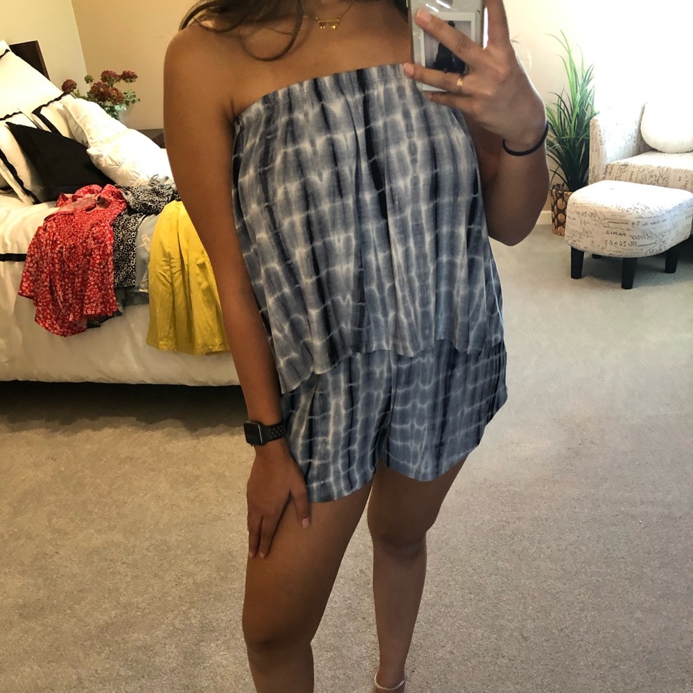 strapless tie dye romper